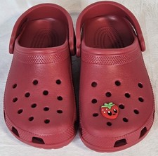 Crocs Red Unisex Classical Clogs Size Mens 4 Womens 6 Strawberry Charm