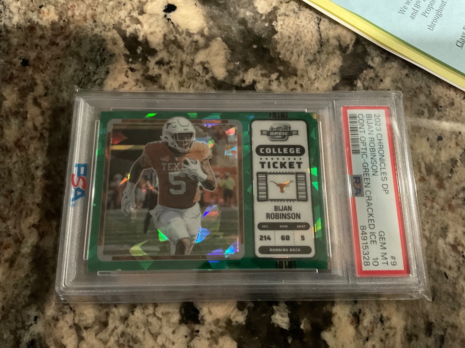 Bijan Robinson Panini Chronicles Draft Picks Contenders Optic #9 Green Cracked Ice