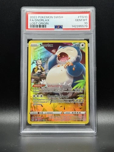 PSA 10 GEM MINT Snorlax TG10 Lost Origin Full Art Pokemon Card