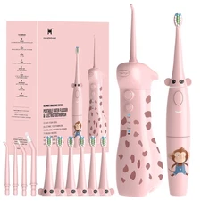 2-1 Kids Oral Clean Kit- Water Dental flosser & Electric Toothbrush Combo for...