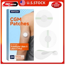 Freestyle Libre 3/3 Plus Sensor Covers 24-Pack Waterproof CGM Adhesive Patches