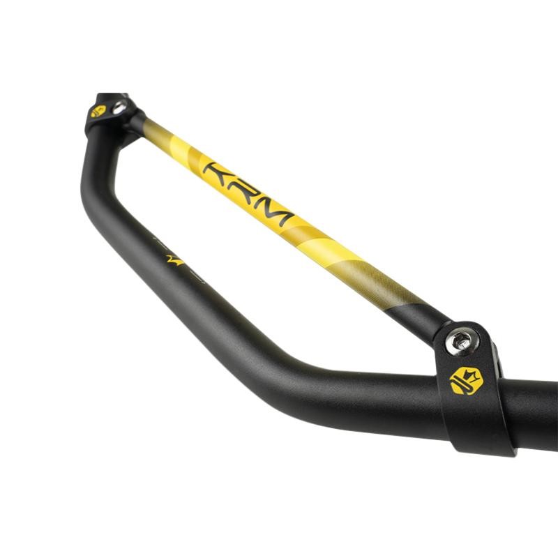 Guidon 50 a boite KRM Pro Ride alu noir et jaune diametre 22.2mm