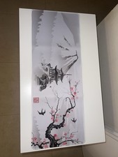 Japanese Cherry Blossom White Gaming Mouse Pad XL, Extended Large Mouse Mat Desk