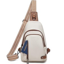 7L Sling Bag Crossbody Bags for Women Fanny Packs Purses 2-beige With Brown