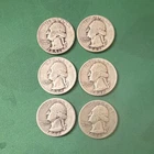 Washington 25C Silver Quarters Lot of 6 (1944-1951) Business Strike P