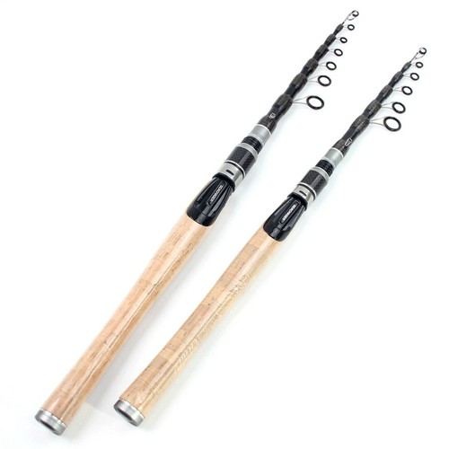 Canna da Pesca Telescopica 1.8-2.7M Fibra di Carbonio Spinning Casting Viaggio Azione Rapida - Foto 4 di 13