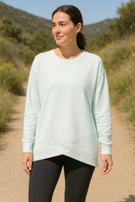 Calvin Klein Women's 3X Mint Green Terry Cozy Dropped-Shoulder Sweatshirt