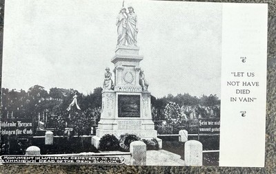 VINTAGE POSTCARD SLOCUM MONUMENT LUTHERAN CEMETERY MIDDLE VILLAGE QUEENS NY