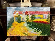 Vincent Van Gogh - Amazing Oil Canvas - Post impressionism - Signed -With Labels