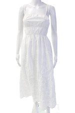Madewell Women White Maxi Sundress Cotton Drawstring Mid-Calf Size 0