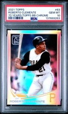 2021 Topps #70YT-63 Roberto Clemente 70 Years of Topps Baseball  PSA 10 POP 3