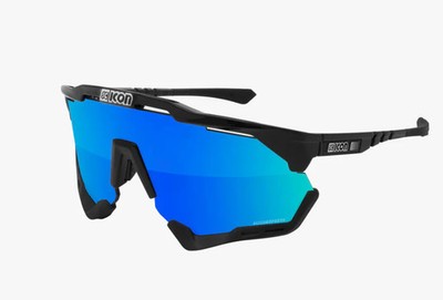 Scicon Sports Aeroshade XL Sportbrille Black/Black Fender Multimirror Blue