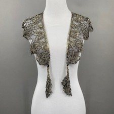 Vintage Beaded Embellished Lace Bolero Shrug Evening Bridal CapeletPearl