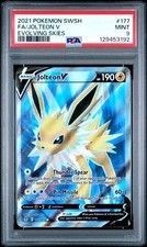 2021 POKEMON SWORD & SHIELD EVOLVING SKIES #177 FULL ART/JOLTEON V PSA 9
