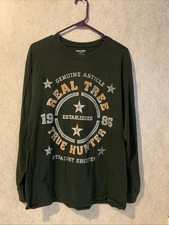Realtree Mens long sleeve t-shirt Hunter Green Crew neck hunters Logo Large