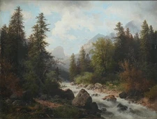 Oil Painting Carl Hash Vienna 1892 Mountain Landscape M.Wildbach