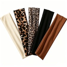 5PCS Animal Print Headband, Leopard Print Hair Accessories, Cute Headbands fo...