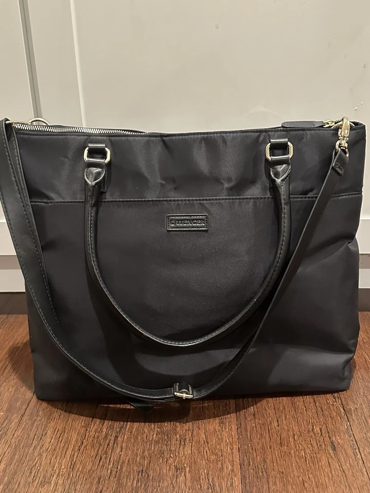 Bolso de Mano Wenger Negro de Nylon para Laptop Bolso de Mano Bolso de Hombro Multi Compartimento Foto 3 de 4