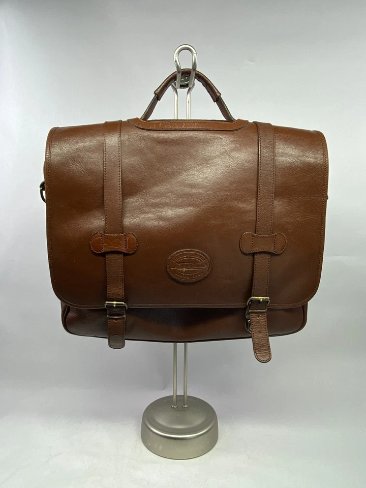 Bolso Mensajero/Maletín/Adjunto/Bolso para Portátil de Cuero Eddie Bauer de Colección Marrón Foto 2 de 4