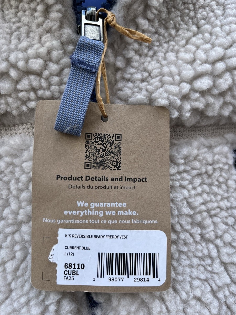 NWT Patagonia Kids Reversible Ready Freddy Vest Blue / Natural