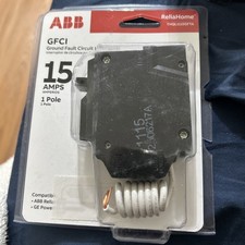 ABB 15 Amp Single Pole Ground Fault Breake  GFCI with Self-Test THQL1115GFTA New