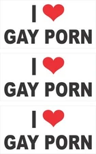3 - I Love/Heart Gay Porn Hard Hat Biker Helmet Iphone Sticker Decal HS-146