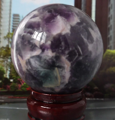 80mm purple Glow In The Dark Stone crystal Fluorite sphere ball - Picture 2 of 6