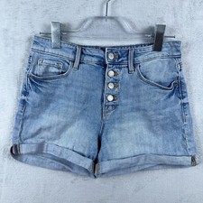 Old Navy Boyfriend Shorts Size 4 Denim Button Fly Mid Rise Blue Medium Wash