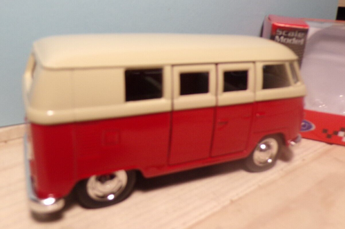 VW T1 BUS 1963 - VOITURE MINIATURE VOLKSWAGEN - ROUGE - WELLY NEX MODELS NEUF - Foto 8 di 9