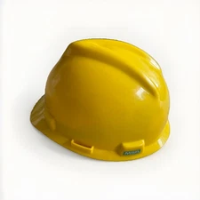 MSA V-Guard Hard Had with Quilted Liner yellow size medium adjustable band 