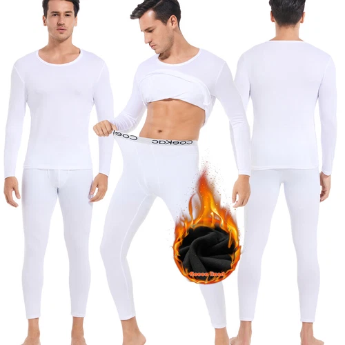 Mens Thermal Long Johns Top Bottom Underwear Trouser TShirt Set Full Sleeve Set - Picture 13 of 34