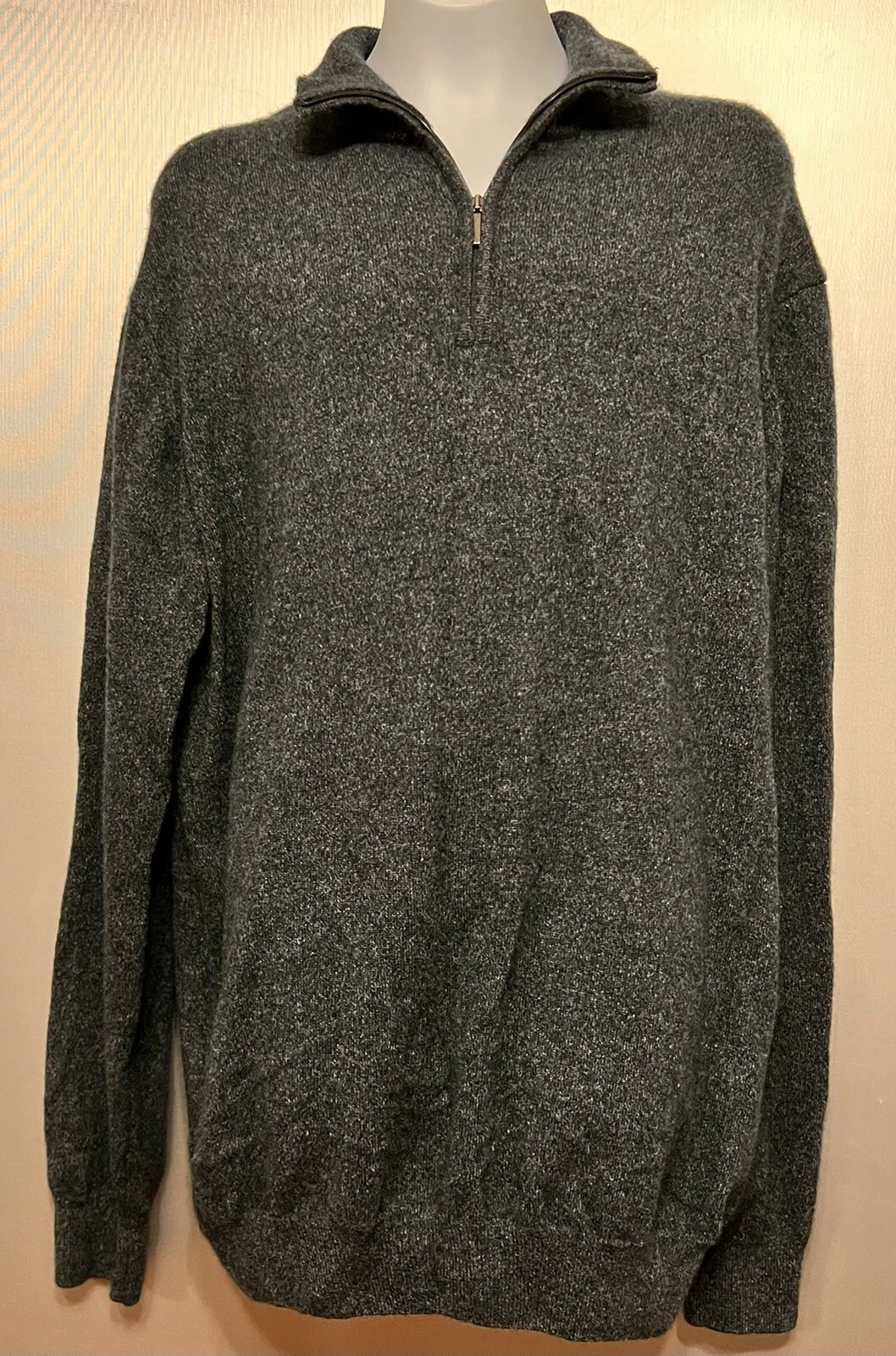 Franco Biagianti Gray 1/4 Zip Cashmere Sweater Size XL Italy
