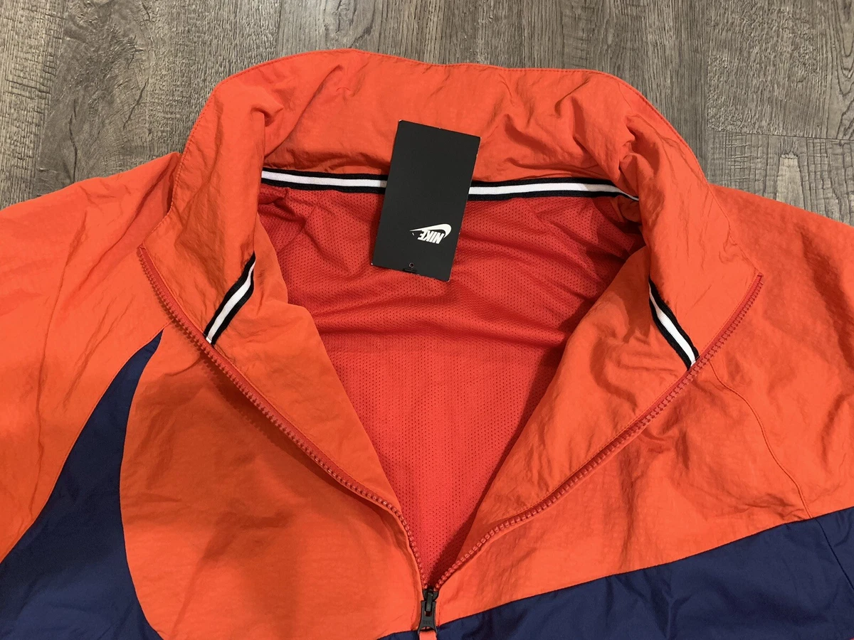 Half red shop half blue jacket