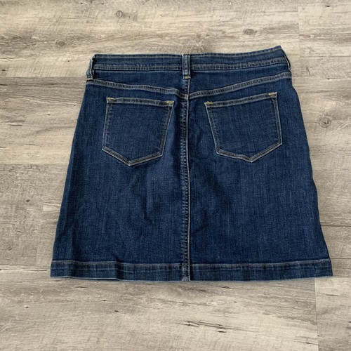 J CREW Skirt Womens 2 Button Front Denim Jean Pencil Straight Stretch Dark Wash - Picture 3 of 4