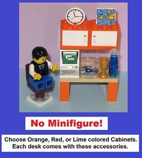 IT Desk Top Computer Table CD Mini Miniature Office MOC - MADE OF LEGO BRICKS