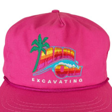 Vintage Maui One Excavating Strapback Hat Mens One Size Pink 90s Rope USA