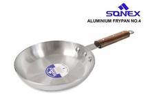 TRADITIONAL ALUMINIUM FRYING PAN WOODEN HANDLE CHEF'S SKILLET CURRY FRY PANS 