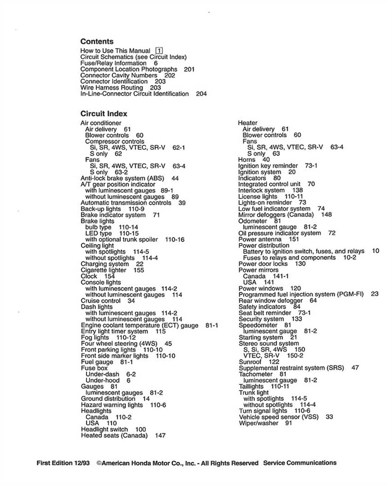 Honda Prelude 1994 solución de problemas eléctricos taller manual de servicio diagnóstico OEM Foto 2 de 4