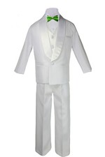 6pcs Baby Teen White Satin Shawl Lapel Suits Tuxedo Color Satin Bow tie sizeS-8