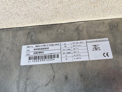 ABB 25HP AC Drive ACH401602032 HVAC VFD 38AMP 480VAC - Picture 3 of 6