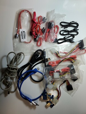 Mixed Lot Of Computer Sata / eSATA / USB / IDE/Molex 4-Pin Cables, #BK2