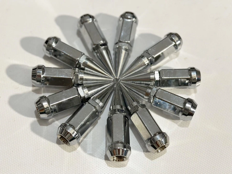 16PC EZ-GO CLUB CAR GOLF CART CHROME 3.18" SPIKE LUG NUTS 1/2"-20 FOR GOLF CARTS - Image 2 of 4