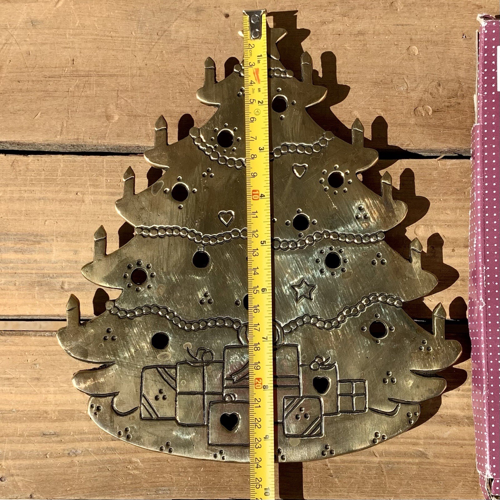 Vintage Lillian Vernon Solid Brass Christmas Tree Hot Plate Trivet 9.5