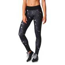 adidas Womens Ultimate Long Tight Graphic Full Length Gym Yoga Leggings Black