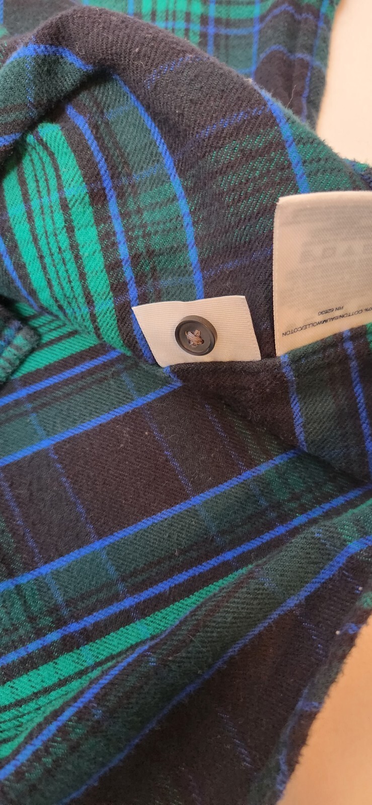 Lands End Womens Button Up Flannel Shirt Green/black/blue Plaid XS 4