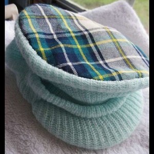 Light Mint Green Soft Knit Plaid Conductor Fatigue Baby Cap Hat Acrylic Preowned