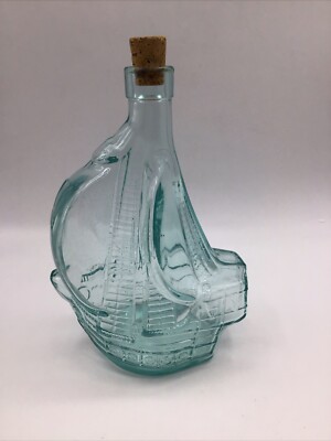 Glass Santa Maria Sail Boat Ship Bottle Wine Decanter MOD DEP ITALY 750 ml