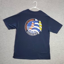 VINTAGE Tommy Hilfiger Men Shirt Large Blue Sailing Gear Logo Made in USA