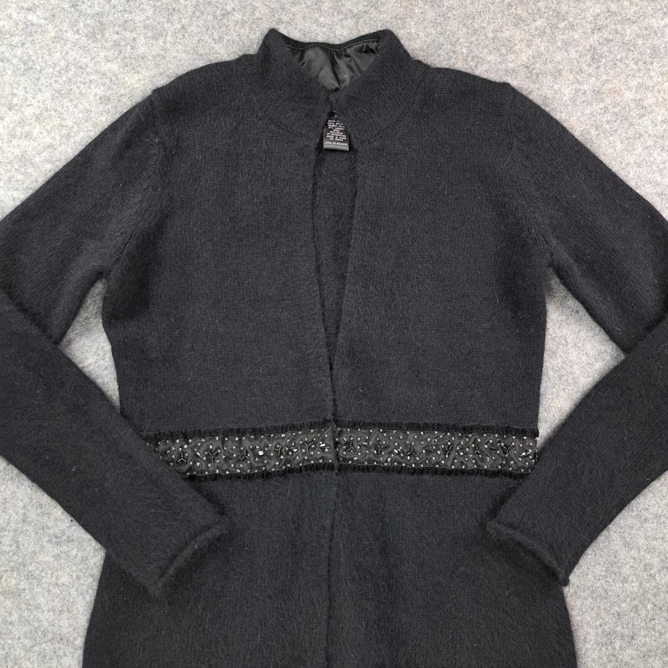 Suéter Vintage Elena Solano Mujer Mediano Negro Cárdigan Angora Conejo Lana de Cordero Foto 3 de 4