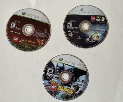 LEGO Lot of 3 Indiana Jones / Star Wars Batman Microsoft Xbox 360 Discs Only
